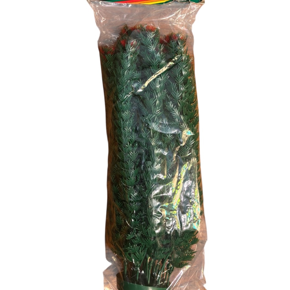 X's 1 - Aquarium Fish Tank Plastic Plants Decor 10 Inch size Green & Red Top